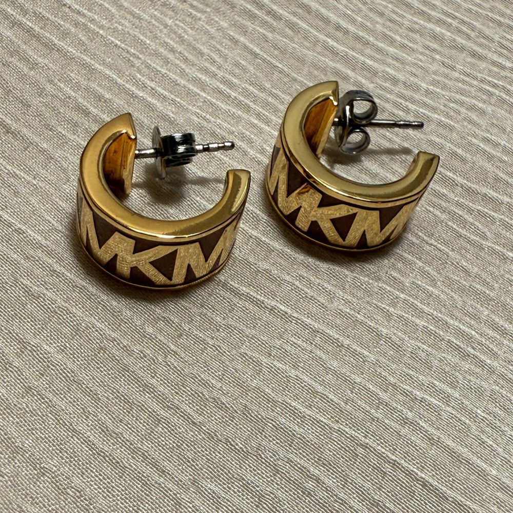 Gold Michael Kors Men's Hoop Earrings - Picture 8 of 16